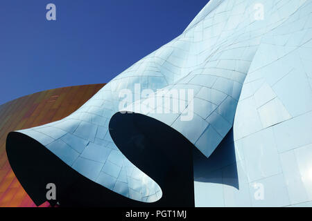 Dettaglio della parte esterna del museo della cultura pop di Seattle, Washington, Stati Uniti d'America Foto Stock