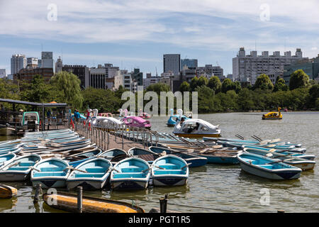 Tempo libero noleggio barche sul laghetto di Shinobazu in Tokyo Onshi Ueno Park. Foto Stock