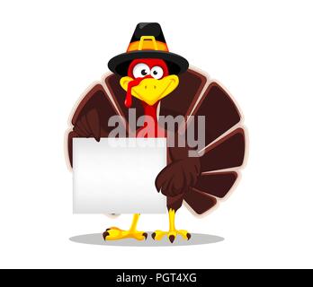 Felice ringraziamento, biglietto di auguri, poster e volantini per la vacanza. Ringraziamento turchia azienda intestazione vuota. Illustrazione Vettoriale su sfondo bianco Illustrazione Vettoriale