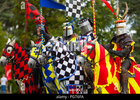 Giostra del torneo al castello di Hever, kent, Regno Unito Foto Stock