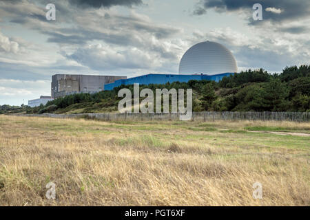 Sizewell, Suffolk, Inghilterra, Agosto 2018, una vista della centrale nucleare di Sizewell B Foto Stock