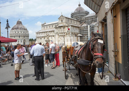 Pisa / Toscana / Italia / Maggio 2018 : i carrelli sono pronti per il trasporto di turisti in giro per la città Foto Stock
