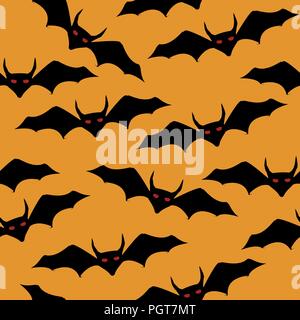 Happy halloween seamless design pattern con scarry pipistrelli Illustrazione Vettoriale