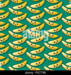 Felice banana seamless pattern per la progettazione Illustrazione Vettoriale