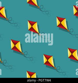Carta da parati senza giunture kite seamless pattern design Illustrazione Vettoriale