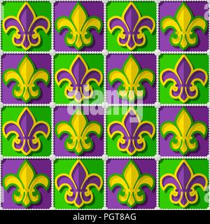 Fleur de Lis seamless Mardi Gras pattern Illustrazione Vettoriale