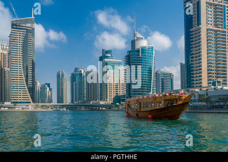 Marina di Dubai Skyline Foto Stock