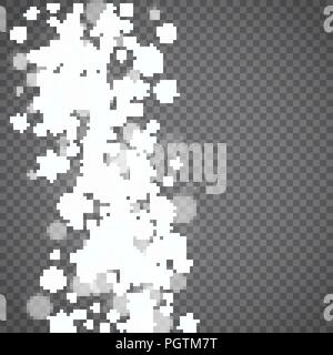 Isolato di fiocchi di neve su trasparente lo sfondo grigio. Illustrazione Vettoriale