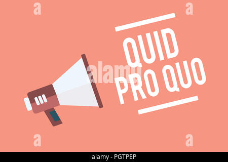 Testo che mostra segni di contropartite. Foto concettuale di un favore o vantaggio concesso o previsto nel ritorno di qualcosa di megafono altoparlante sfondo rosa Foto Stock