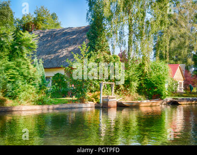 Vista la Spreewald canali, Germania, Europa Foto Stock