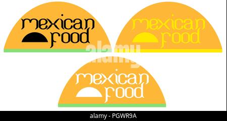 Tipografia sfondo su tacos cibo messicano è un arte creativa logo Illustrazione Vettoriale