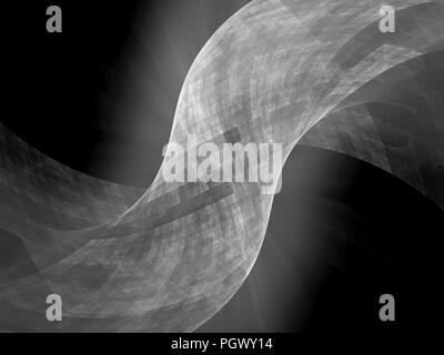 Tubo incandescente superficie nello spazio bianco e nero, generato dal computer sfondo astratto, rendering 3D Foto Stock