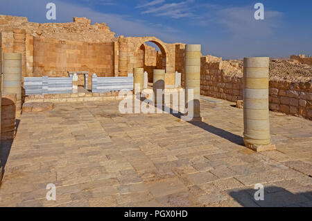 San Nilos (chiesa Chiesa Orientale) in Mamshit dal IV secolo d.c. Mamshit è il Nabatean città di Memphis. Nel periodo Nabatean, Mamshit era imp Foto Stock