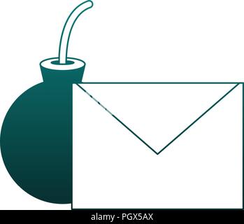 Bomba in un messaggio di posta elettronica delle linee blu Illustrazione Vettoriale