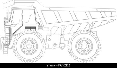 Per impieghi pesanti camion disegno della linea Illustrazione Vettoriale