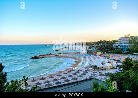 La spiaggia dalla stazione Olimp presso il mar Nero, in Romania Foto Stock