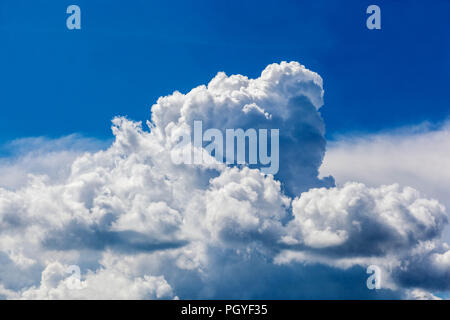 Soffice bianco cumulus nubi in un cielo blu Foto Stock