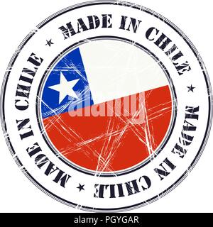 Realizzati in Cile grunge timbro di gomma con bandiera Illustrazione Vettoriale