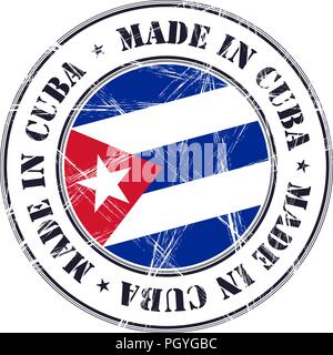 Made in Cuba grunge timbro di gomma con bandiera Illustrazione Vettoriale