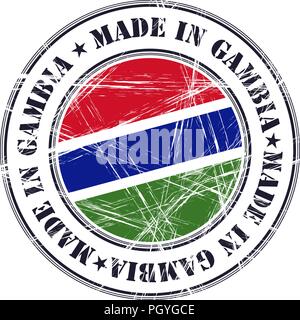 Realizzati in Gambia grunge timbro di gomma con bandiera Illustrazione Vettoriale