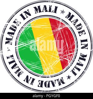 Realizzato in Mali grunge timbro di gomma con bandiera Illustrazione Vettoriale