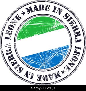 Realizzato in Sierra Leone grunge timbro di gomma con bandiera Illustrazione Vettoriale