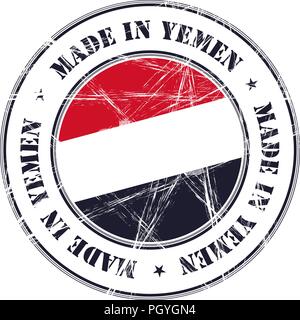 Realizzati in Yemen grunge timbro di gomma con bandiera Illustrazione Vettoriale