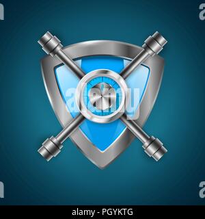 Sicurezza, protezione, protezione - 3d'icona realistica Illustrazione Vettoriale