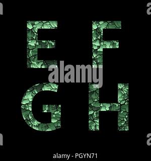 E F G H verde camuffamento di lettere. Esercito, font alfabeto militare Illustrazione Vettoriale
