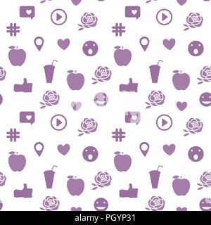 Modello senza cuciture con adesivi per bambini. Icone di vettore isolato su sfondo bianco Illustrazione Vettoriale