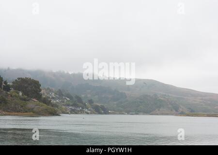 Una vista di Jenner, California dal attraverso il fiume russo. Foto Stock