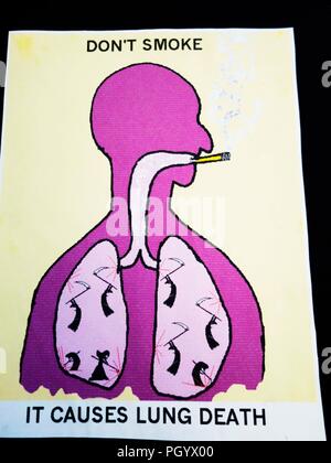 Il fumo provoca la morte del polmone pun Foto Stock