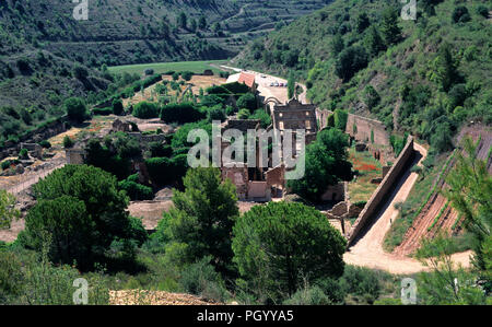 Rovine di Scala dei monastero certosino, Sierra di Montsant parco naturale, provincia di Tarragona. La Catalogna, Spagna Foto Stock