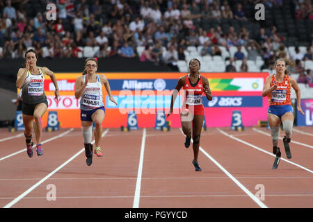 Sophie KAMLISH di GB vince l'oro in donne 100m T44 finale al mondo Para Championships di Londra 2017 Foto Stock