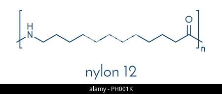 Nylon 12 polimero, struttura chimica. Formula di scheletro. Illustrazione Vettoriale