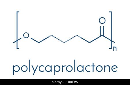 Il policaprolattone (PCL) di poliestere biodegradabile, struttura chimica. Frequentemente utilizzati per applicazioni biomedicali e per la prototipazione rapida. Scheletro di fo Illustrazione Vettoriale