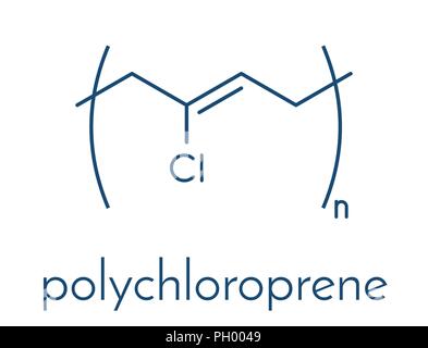 Neoprene (policloroprene) la gomma sintetica, struttura chimica. Formula di scheletro. Illustrazione Vettoriale