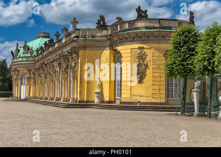 Palazzo (1747), Georg Wenzeslaus von Knobelsdorff, Sanssouci, Potsdam, Brandeburgo, Germania Foto Stock