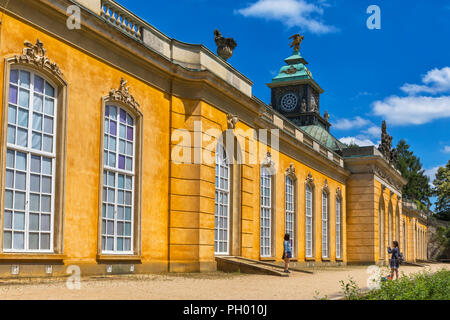 Palazzo (1747), Georg Wenzeslaus von Knobelsdorff, Sanssouci, Potsdam, Brandeburgo, Germania Foto Stock