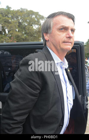 Esteio, Brasile. Il 29 agosto, 2018. Il candidato presidenziale Jair Bolsonaro terrà Mercoledì, 28, campagna elettorale nella città di Esteio, Rio Grande do Sul. Credito: Omar de Oliveira/FotoArena/Alamy Live News Foto Stock