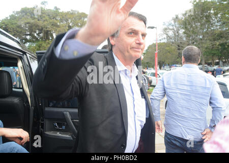 Esteio, Brasile. Il 29 agosto, 2018. Il candidato presidenziale Jair Bolsonaro terrà Mercoledì, 28, campagna elettorale nella città di Esteio, Rio Grande do Sul. Credito: Omar de Oliveira/FotoArena/Alamy Live News Foto Stock