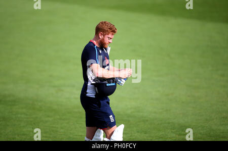 L'Inghilterra del Jonny Bairstow durante la sessione di reti presso la ciotola AGEAS, Southampton. Foto Stock