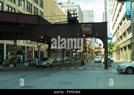 La metropolitana via aerea, East Lake Street, Chicago Foto Stock