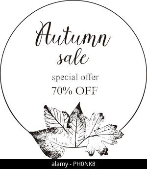 Vendita autunnale del layout di sfondo decorare con foglie per lo shopping di vendita o un poster promozionale e il telaio pieghevole o banner web.illustrazione vettoriale modello. Illustrazione Vettoriale