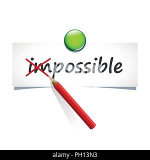 Cambiare la parola impossibile possibile il testo su una carta con un pennarello rosso illustrazione vettoriale EPS10 Illustrazione Vettoriale