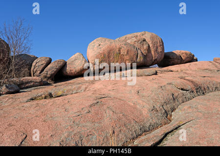 Cresta di granito al sole in Elephant Rocks Parco dello Stato del Missouri Foto Stock