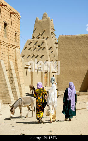 La moschea di Sankore, Timbuktu, un sito Patrimonio Mondiale dell'Unesco. Mali, Africa occidentale Foto Stock
