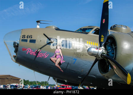 Boeing B-17 Flying Fortress, aereo bombardiere chiamato Pink Lady, che ha interpretato Mother & Country nel film Memphis Belle. US Army Air Forces. USAAF Foto Stock