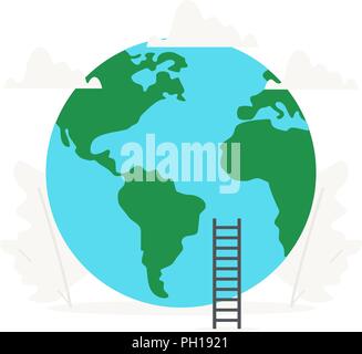 Messa a terra e il pianeta le presentazioni aziendali su sfondo bianco. Giornata mondiale della salute illustrazione. Illustrazione Vettoriale