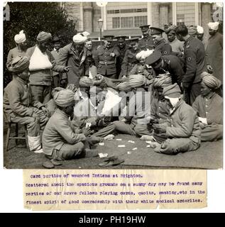 Parti della scheda di feriti indiani a Brighton. Fotografo H. D. Girdwood. . Foto Stock